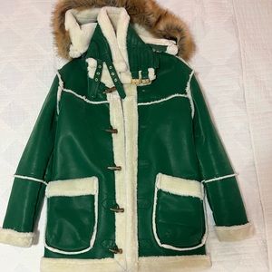Jordan Craig Shearling Coat - Money Green
